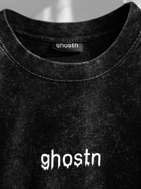 Ghostn glow in the dark logo shirt close up