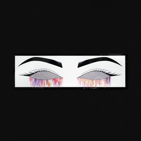Ghostn, eyes leaking color, holographic sticker