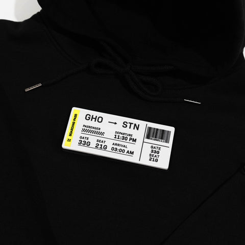 Ghostn Boarding Pass Patch on hoodie