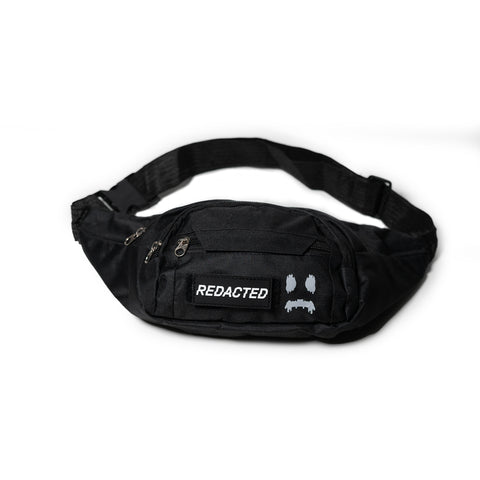 Ghostn black velcro sling bag flatlay with patch