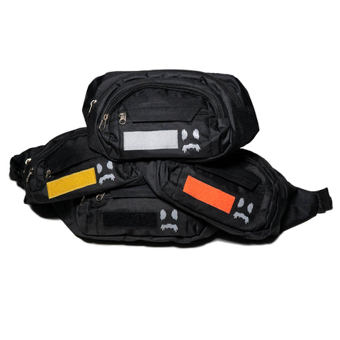 Ghostn sling bag group photo showing yellow, white, orange, and black velcro variants